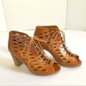Paul Green Perforated Leather Lace-Up Booties